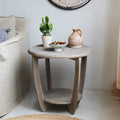 Rund landlig sidebord med to hylder